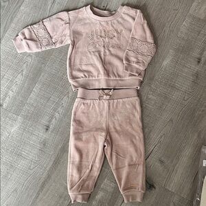 Juicy Couture Kids Pink Lace Sweatshirt and Jogger Set - 12 Months